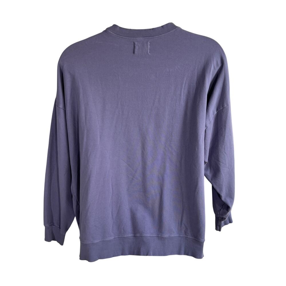 ELECTRIC & ROSE WOMENS OVERSIZED SWEATSHIRT DISTRESSED HEM NECK PURPLE SZ LARGE - Picture 3 of 12